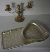 Box of Silver Plated Wares, Also with a Wall Mirror