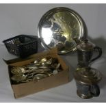 Box of Silver Plated Wares and Cutlery