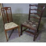 Mahogany Ladder Back Dining Chair, 99cm high, Aso with an Edwardian Parlour Chair, (2)