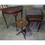 Mahogany Nest of Three Tables, Also with a Wine Table and a Demi Lune Hall Table, (3)