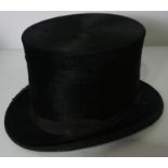 Vintage Black Silk Top Hat, Retailed by Chas Weir, Union st Aberdeen, Internal width 20cm, With Box