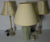 Pair of Modern Table Lamps with Shades, 51cm high, Also with a Chinese style table Lamp with