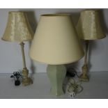Pair of Modern Table Lamps with Shades, 51cm high, Also with a Chinese style table Lamp with