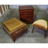 Modern Six Drawer Chest of Drawers, Also with a Stool on Castors and another Stool, (3)