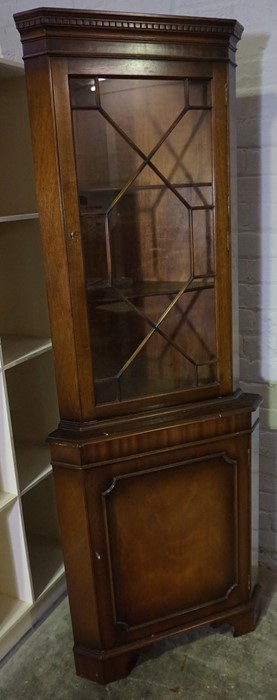 Reproduction Glazed Corner Cabinet, 180cm high, 66cm wide, 47cm deep