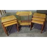 Two Retro G-Plan Teak Nests of Three Tables, Also with a similar Trolley, (7)