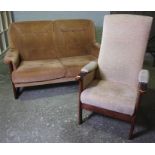 Vintage Two Seater Sofa, With a Similar Armchair, Sofa 81cm high, 147cm wide, (2)