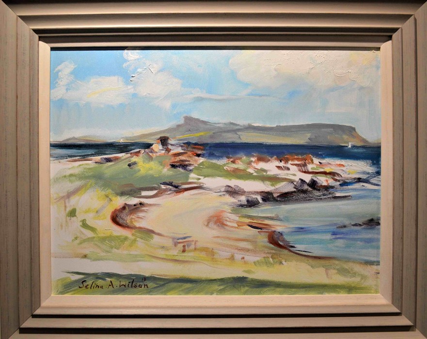 Selina Wilson (British, B.1986), Traigh beach, looking towards Eigg, oil on canvas, signed to - Image 3 of 7