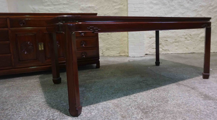 Chinese Style Hardwood Dining Room Suite, Comprising of a Dining Table with one Additional Leave, - Image 3 of 9