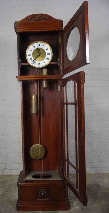 Stained Wood Cased Grandmother Clock, Having two Weights and Pendulum, 192cm high - Image 3 of 10