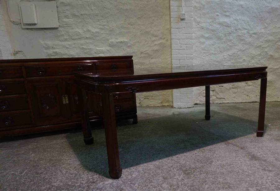 Chinese Style Hardwood Dining Room Suite, Comprising of a Dining Table with one Additional Leave, - Image 2 of 9