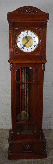 Stained Wood Cased Grandmother Clock, Having two Weights and Pendulum, 192cm high - Image 2 of 10