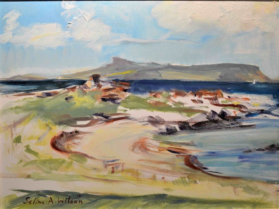 Selina Wilson (British, B.1986), Traigh beach, looking towards Eigg, oil on canvas, signed to - Image 2 of 7