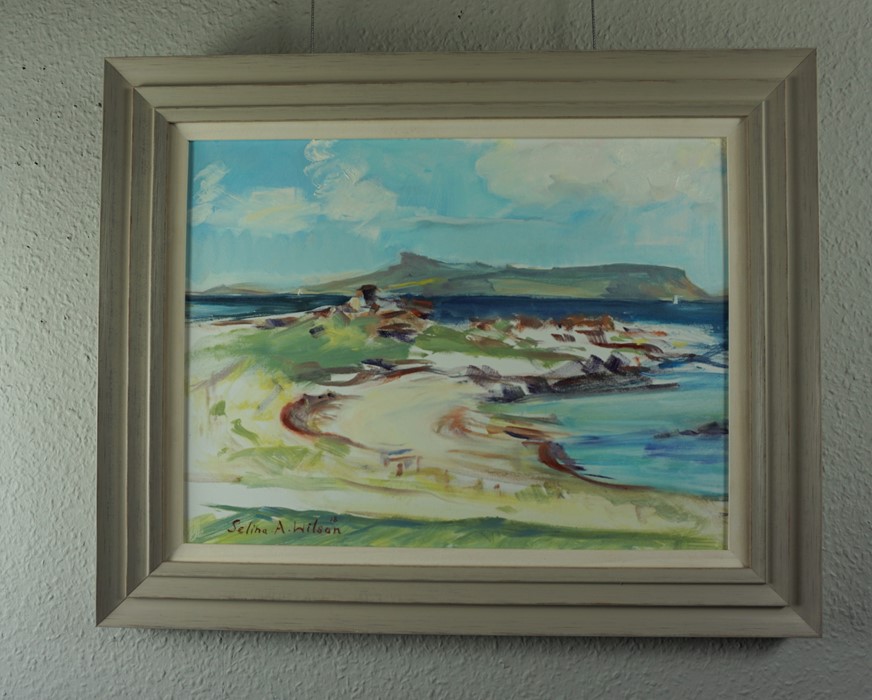 Selina Wilson (British, B.1986), Traigh beach, looking towards Eigg, oil on canvas, signed to - Image 4 of 7