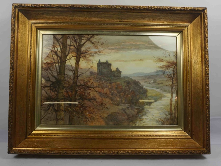 James Kinnear (Scottish Fl 1880-1917) "Niedpath Castle Peebles" Watercolour, Signed lower left, 34cm - Image 2 of 2