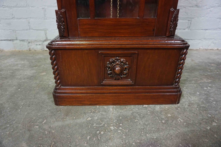 Stained Wood Cased Grandmother Clock, Having two Weights and Pendulum, 192cm high - Image 9 of 10