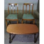 Copper Top Coffee Table, 39cm high, 85cm wide, With a Pair of Dining Chairs, (3)