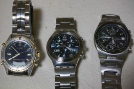 Three Gents Quartz Wristwatches, (3)