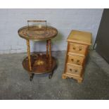 Italian Style Tea Trolley, 69cm high, 52cm wide, Also with a Pine Bedside style Cabinet, (2)