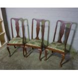 Set of Four Vintage Mahogany Splat Back Dining Chairs, 104cm high, (4)