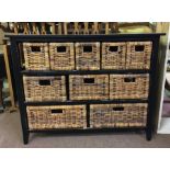 Indonesian Wicker Storage Cabinet, 83cm high, 103cm wide, 38cm deep