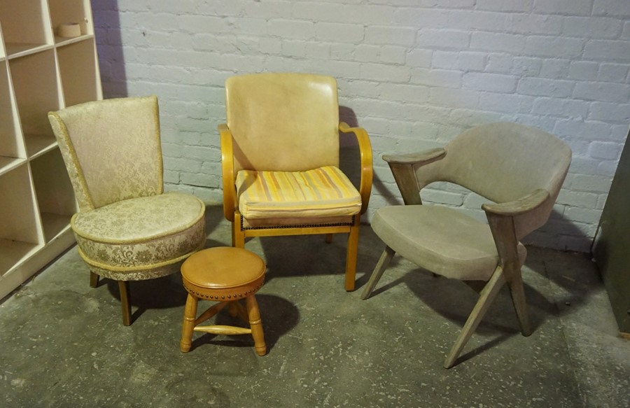 Three Assorted Chairs, 80cm high, Also with a Stool, (4)