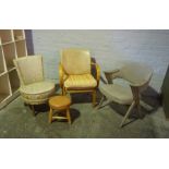 Three Assorted Chairs, 80cm high, Also with a Stool, (4)