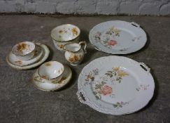 Floral China Tea Set, Approximately 35 pieces, Also with a pair of Limoges style Biscuit Plates, (