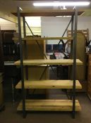 Set of Pine and Metal Shelves, 200cm high, 120cm wide, 37cm deep