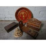 Box of Victorian and Later Wood Items, To include a Book Slide etc