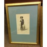 Five similar Antique Style Colour Plates of Promenade Dresses, With another similar, Framed, (6)