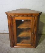 Pine Glazed Corner Cabinet, 80cm high, 66cm wide, 41cm deep