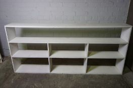 Painted Pine Open Shelves, 187cm high, 84cm wide, 25cm deep