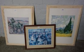 Two Modern Framed Pictures and a Print, (3)