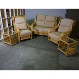 Bamboo Three Piece Conservatory Suite, Sofa 99cm high, 127cm wide, Also with a pair of similar