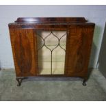 Mahogany Display Cabinet, 130cm high, 138cm wide, 33cm deep