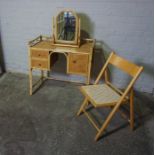 Bamboo Dressing Table, 82cm high, 82cm wide, 42cm deep, With a similar Dressing Mirror and Folding