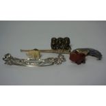 Small Mixed Lot of Jewellery and Collectables, To include an Ivory Elephant Pendant, Marcasite