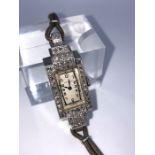 Rolex Art Deco 9ct White Gold and Diamond Ladies Cocktail Wristwatch, circa 1930s, Set with