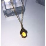 9ct Gold and Gemstone Ladies Pendant, On a 9ct Gold Chain, With Matching Earrings, The Gems are