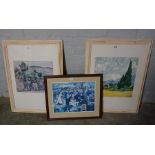 Two Modern Framed Pictures and a Print, (3)