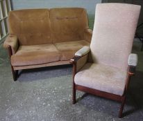 Vintage Two Seater Sofa, With a Similar Armchair, Sofa 81cm high, 147cm wide, (2)