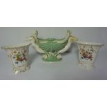 Minton Comport / Centrepiece, Decorated with Sea Nymphs, 20cm high, 40cm wide, a/f, Also with a pair