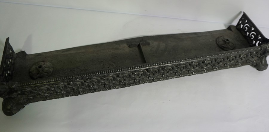 Antique Iron Fire Curb, 14cm high, 100cm wide, 28cm deep