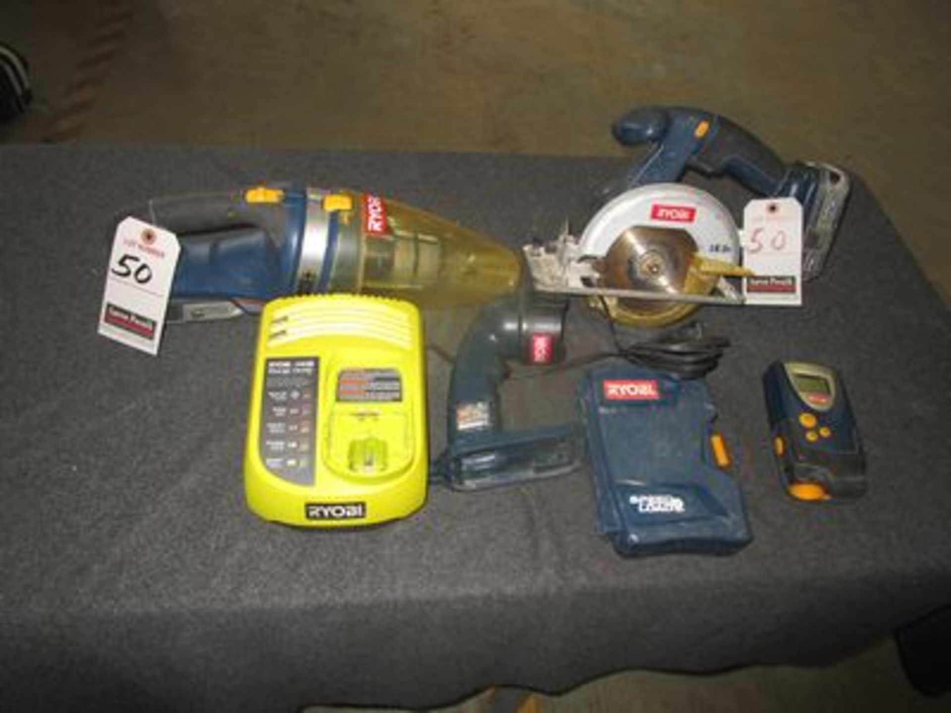 LOT OF ASS'T RYOBI CORDLESS VAC., CIRCULAR SAW W/ CHARGERS