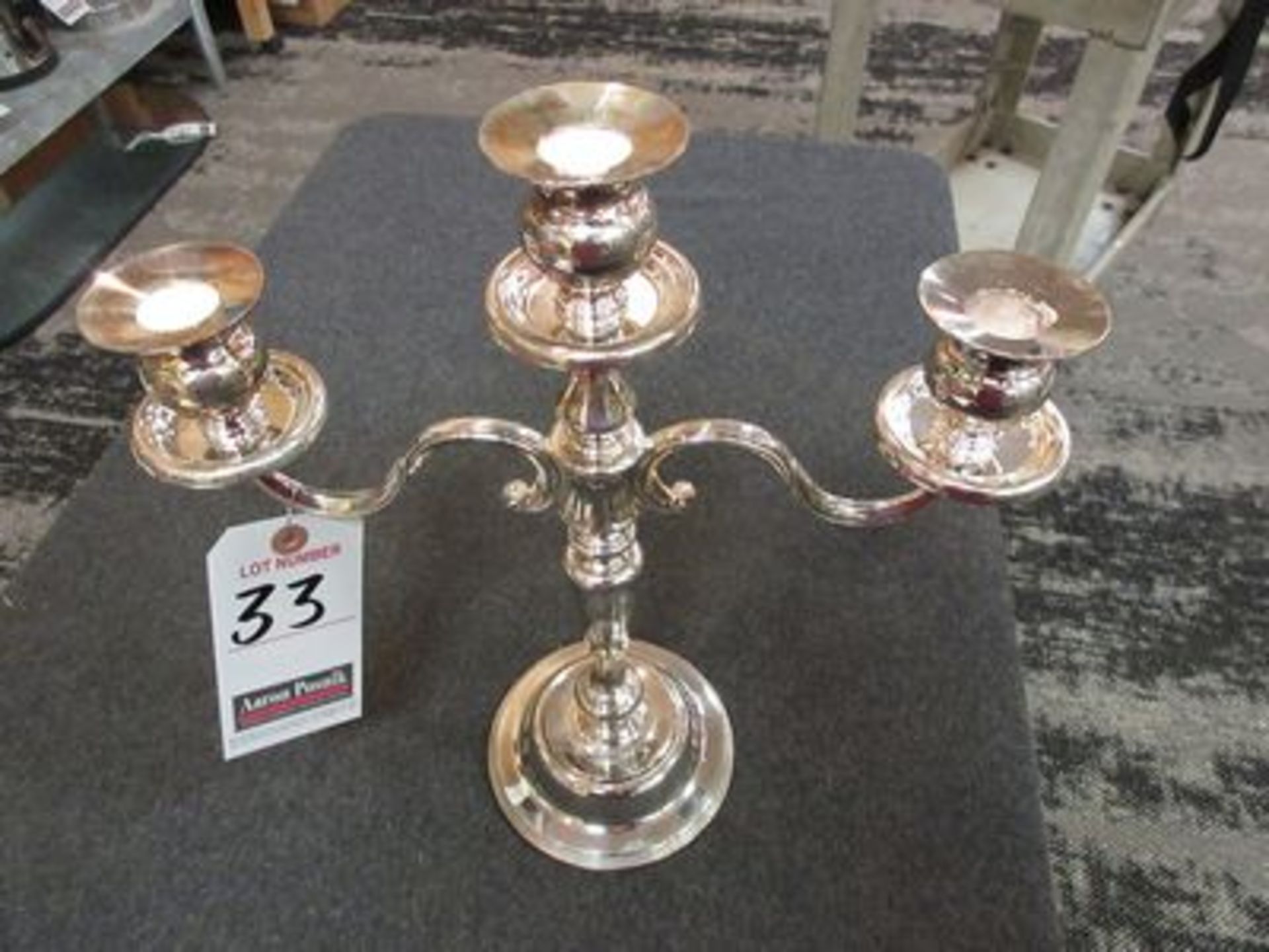 3-LIGHT SILVER PLATED CANDELABRAS - Image 2 of 2