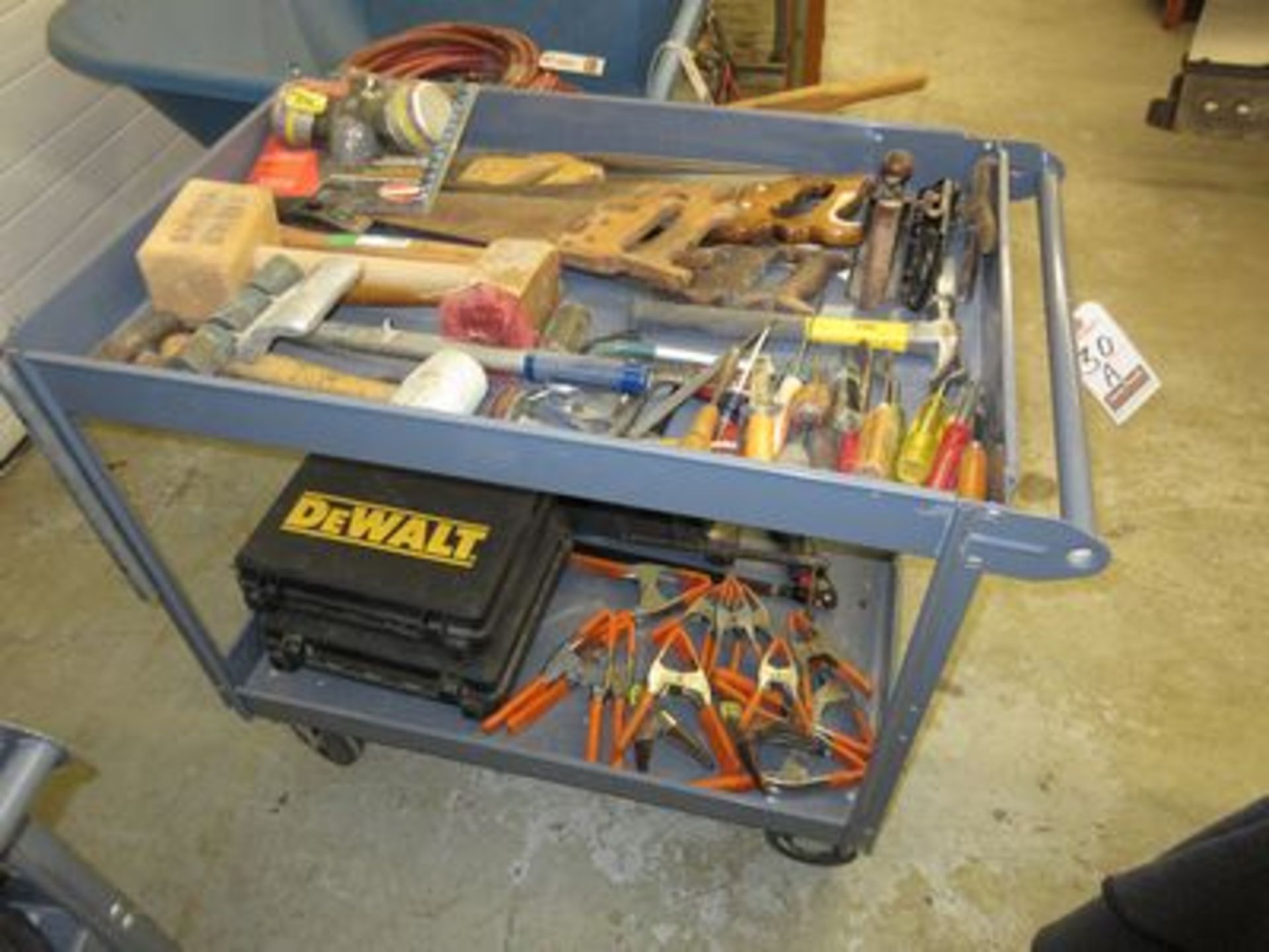 LOT OF ASS'T HAND TOOLS W/ MET. UTILITY CART