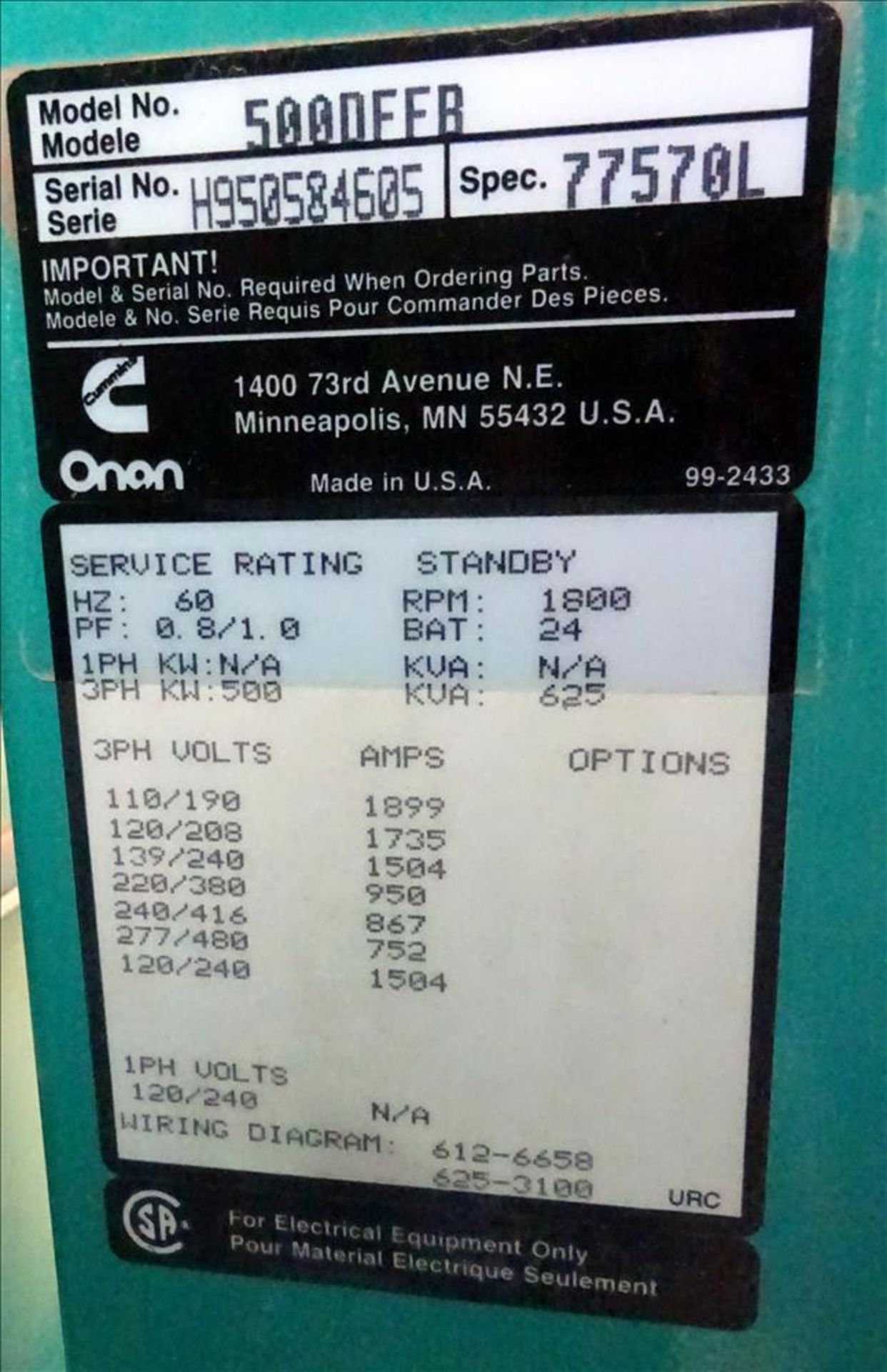 Cummins 500 kW Standby Diesel Generator Set - Image 37 of 43