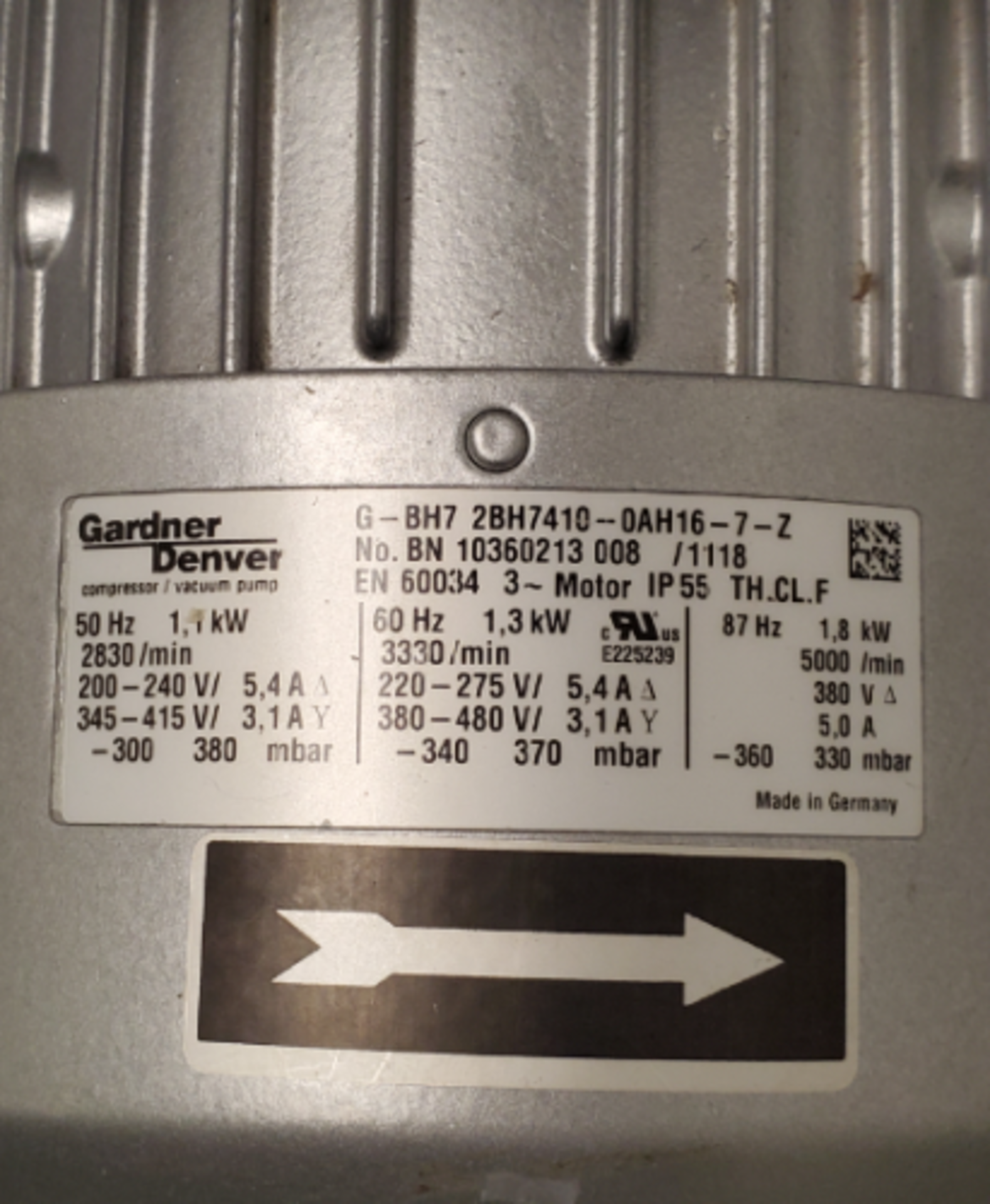 Used- Gardner Denver/ Elmo Rietschle Vaccuum Pump - Image 6 of 7