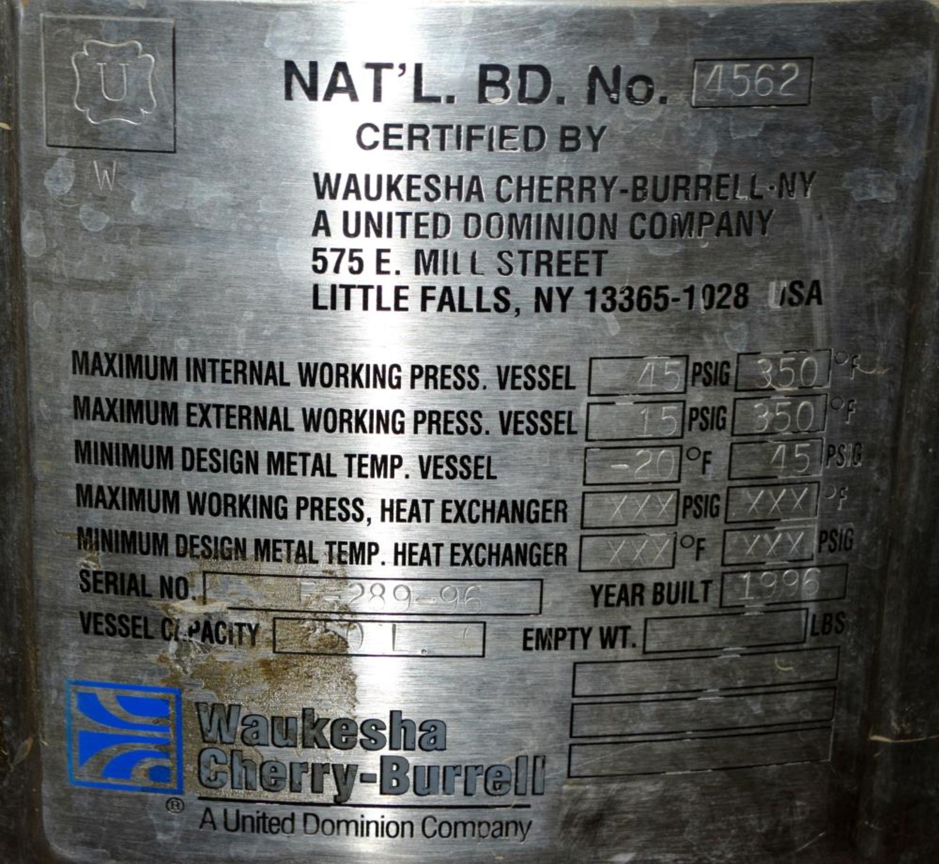 Used- Cherry-Burrell Pressure Tank, 200 Liter (52 Gallon), 316L Stainless Steel - Image 8 of 8